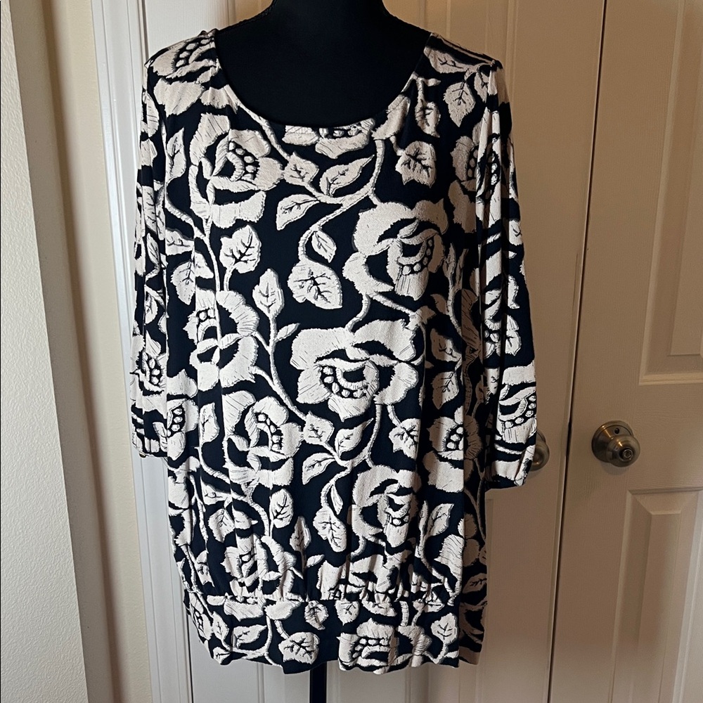 Lucky Brand Black and White Floral Top